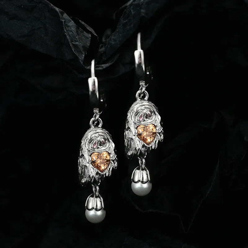 

Youth of Vigor Solid 925 Silver Ghost Witch Huggies CZ Accent Halloween Party Drop Earrings E1118 1 Piece