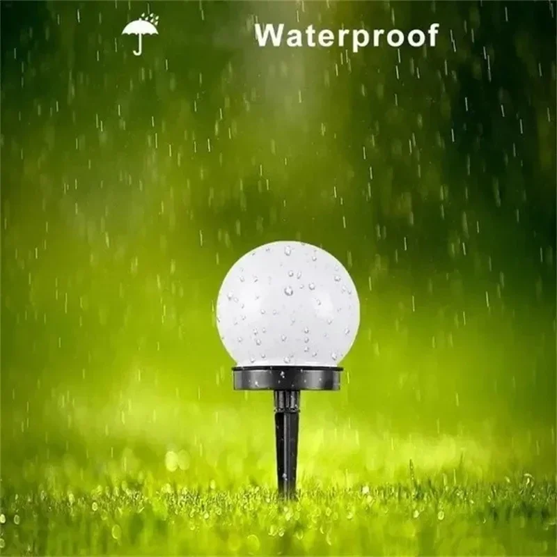Solar LED Garden Round Ball Bulb Light Outdoor Waterproof Landscape Villa Lawn Light Ground Plug Light Garden Decorative Lantern