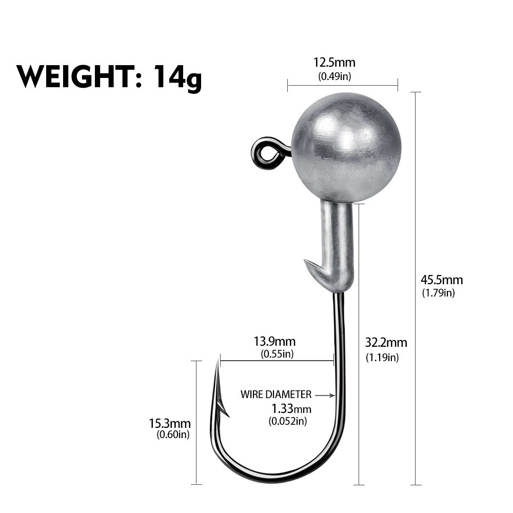 10 Stück Scharfe Jigköpfe Weichköder-Gewichte 1-20g Weichwurm-Haken JIG HAKEN Bass-Haken Köder-Angelhaken mit Widerhaken – Detail 17