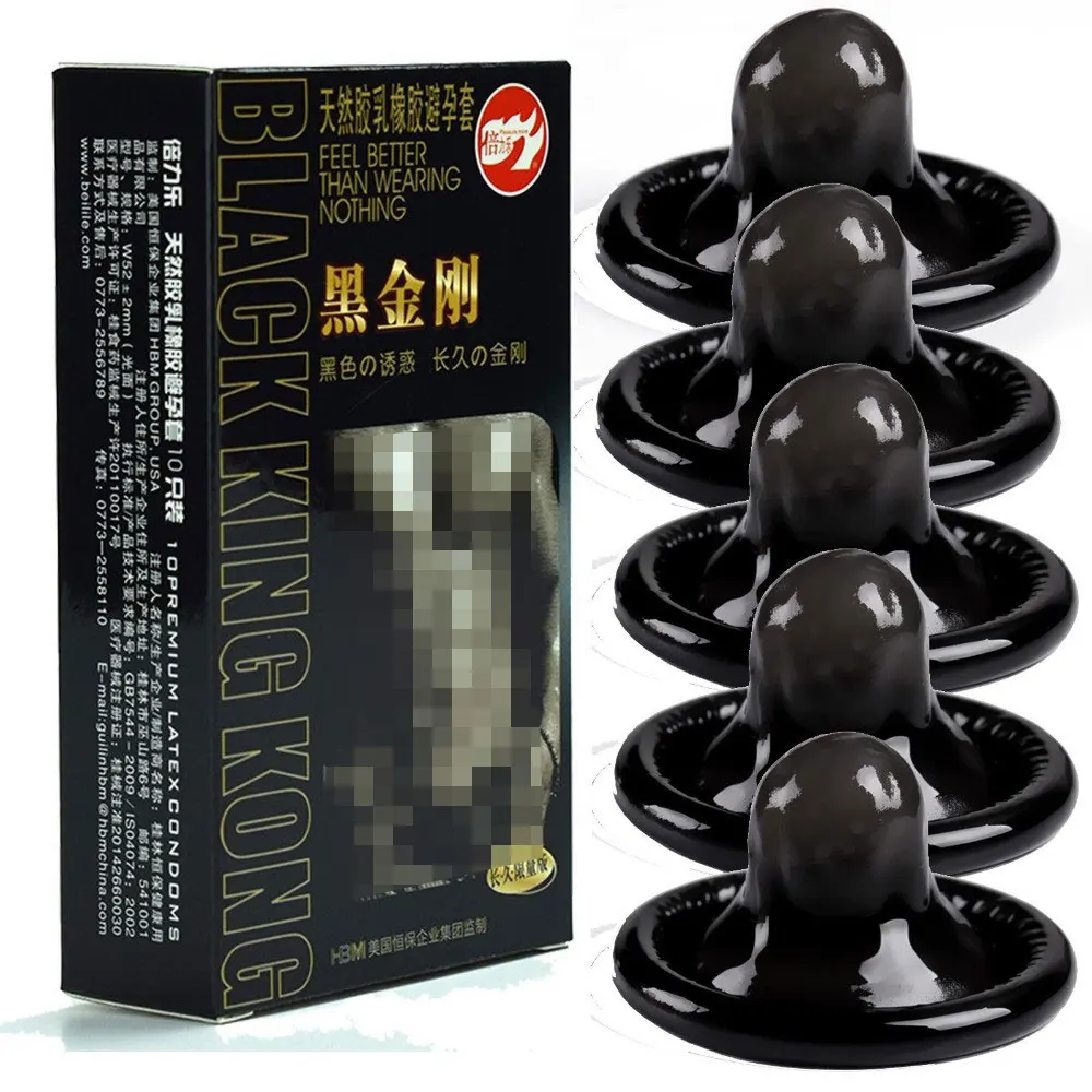 Penis Condoms 10 pcs Black Gold Ultra Thin Penis Sleeve Natural Latex Sex Toys For Adults 18 Men Delay Ejaculation Sexy Toys