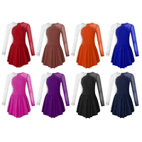 Girls Figure Ice Skating Dresses Long Sleeve Rhinestone Tights Gymnastics Dress Leotard Ballet Dance Performance Costume - Image 3