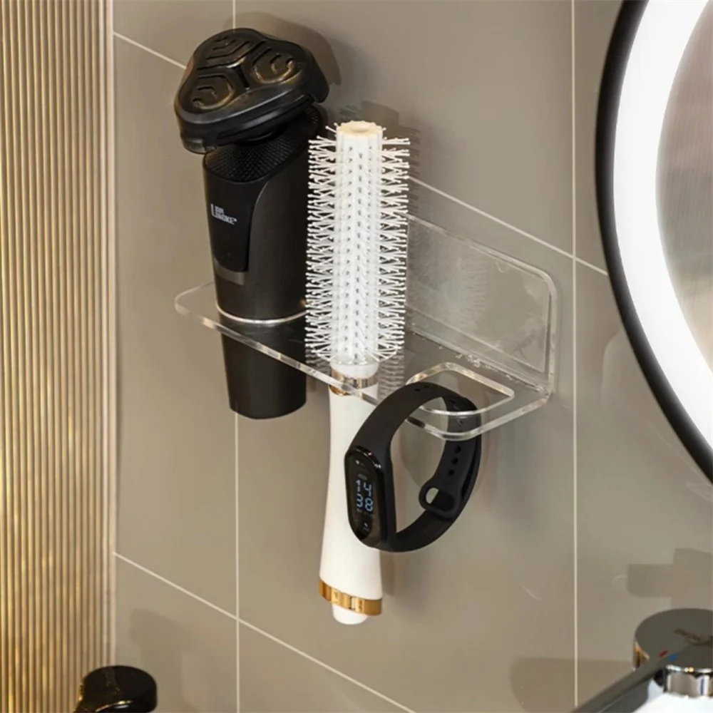 Acrylic Comb Holder Organizer Storage Shelf Clear Transparent Wall-Mounted Hair Brushes Rack Bathroom Accessories Home Shelves 4