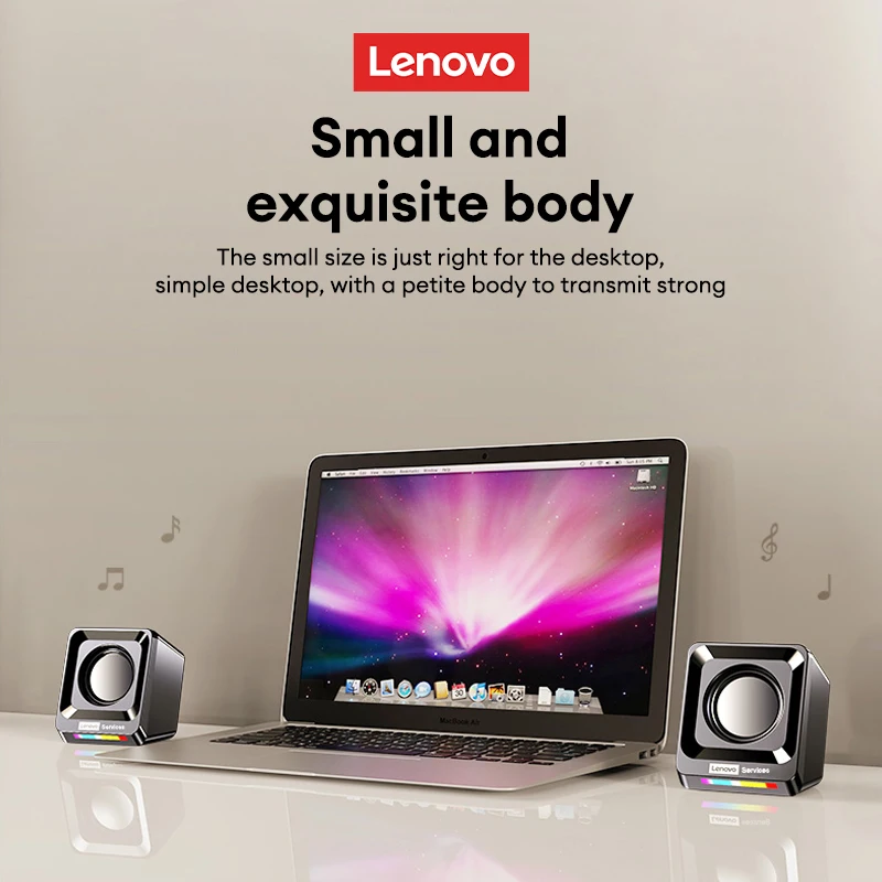 Lenovo A01 Computer Speakers Sound Box Wireless Bluetooth Surround Heavy Bass Loudspeaker Mini Portable with LED Light Subwoofer 6