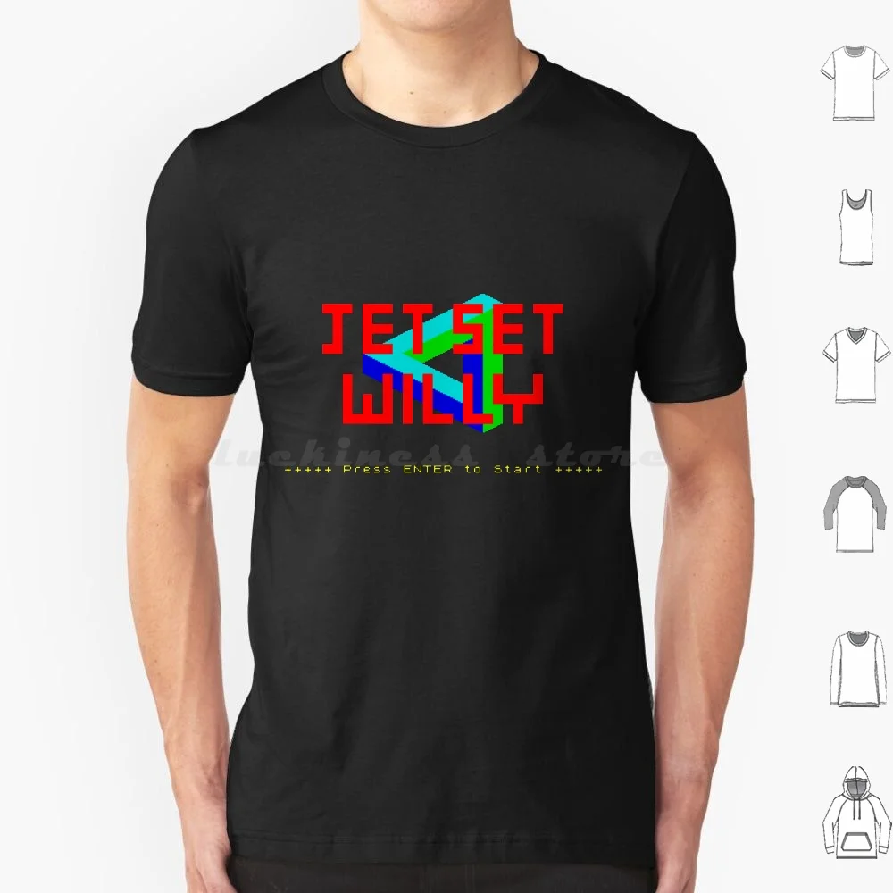 Jet Set Willy Zx Spectrum Title T Shirt Big Size 100% Cotone Zx Spectrum 16K 48K 128K Clive Amstrad Manic Miner Jet Set Willy