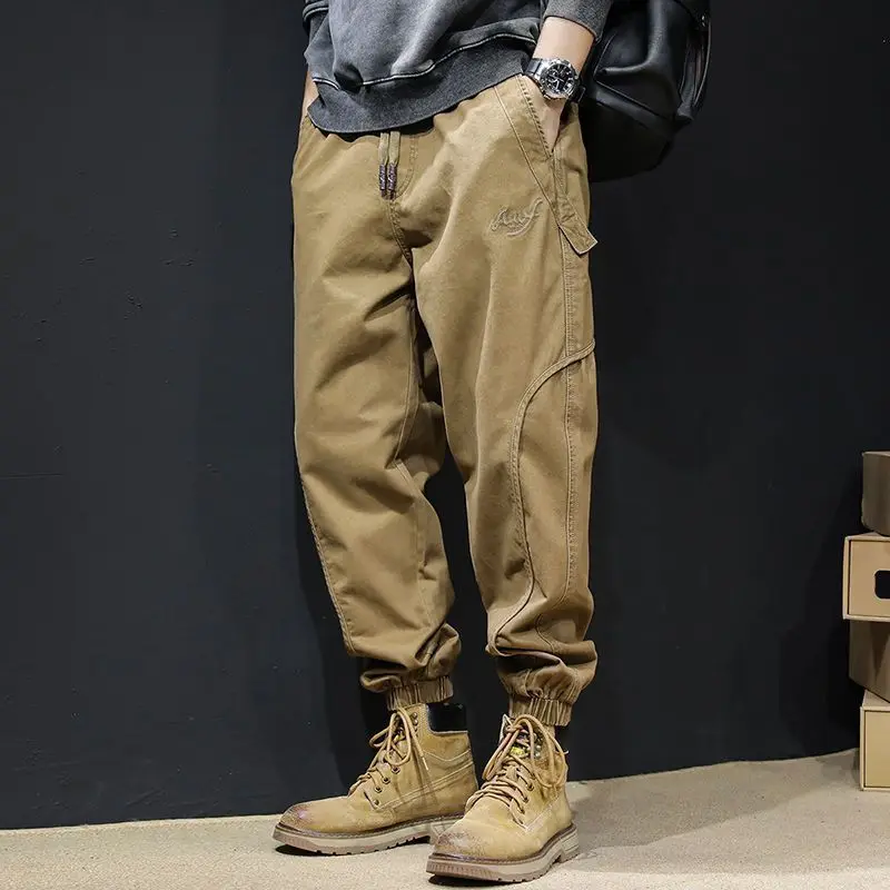 2023 Autumn KPOP Fashion Style Harajuku Slim Fit Trousers Loose All Match Casual Pants Solid Button Leggings Pockets Cargo Pants