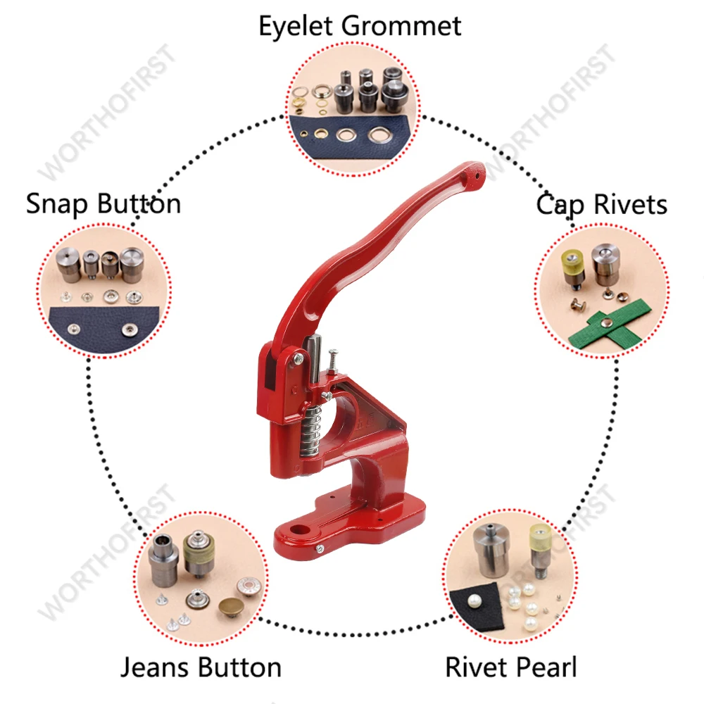 Eyelet Grommet Ring Kit Brass Eyelets Multifunction Hand Press Kit Round Rings Punching for Tarpaulin Paper Leather Scrapbooking Accessories Tool