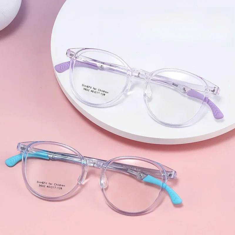 Retro Round Optical Prescription Children's Glasses Boy Girl Fashion Ultralight Kids Sports Frame Eyeglasses 9602 Lenses