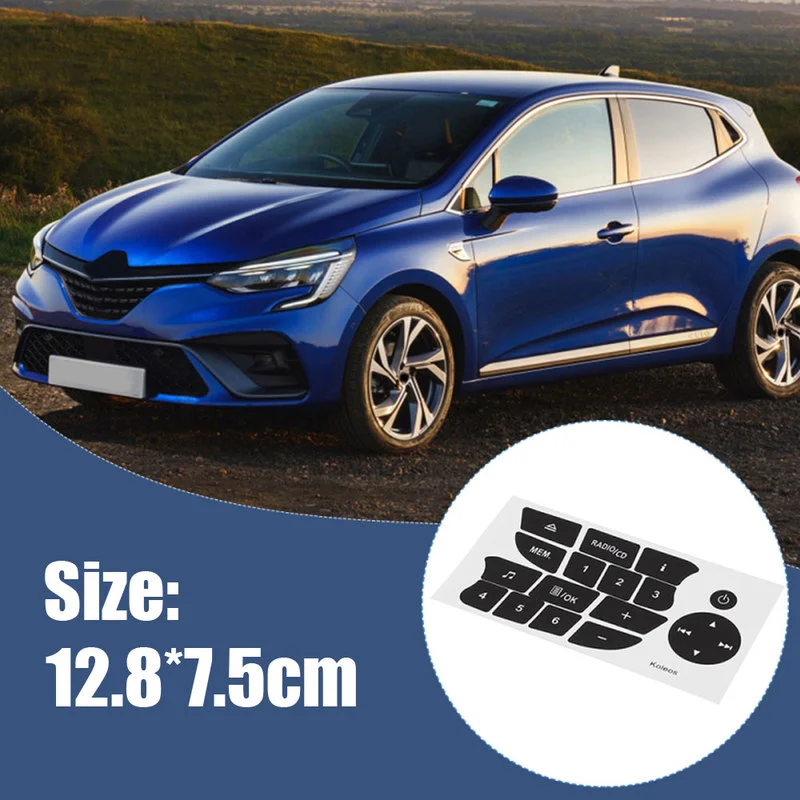 Car Button Repair Stickers For Twingo Renault Clio Megane 2009-2011 CD Radio Audio Button Repair Decals Black