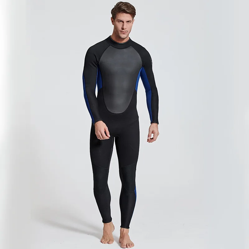Wetsuit Men 3mm Neoprene Wet Suit Full Suit Thermal Keep Warm Back Zip For Scuba Diving Surfing Snorkeling Kayaking Water Sports