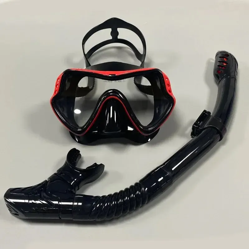 Adult Diving Suit Tempered Glass Mask Silicone Breathing Tube Set Full Dry Snorkeling Equipment