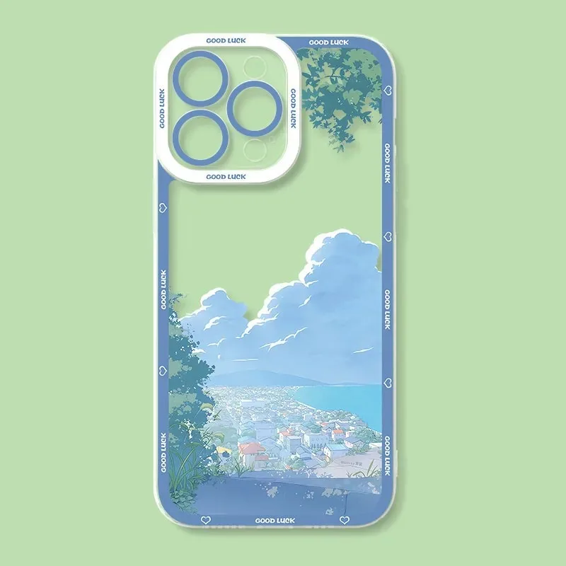 Japanese Anime Scenery Shockproof Transparent Phone Case