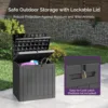 Lockable Storage Box, Weather-Resistant Outdoor Storage Bin, 30-Gallon Faux Plank Driftwood