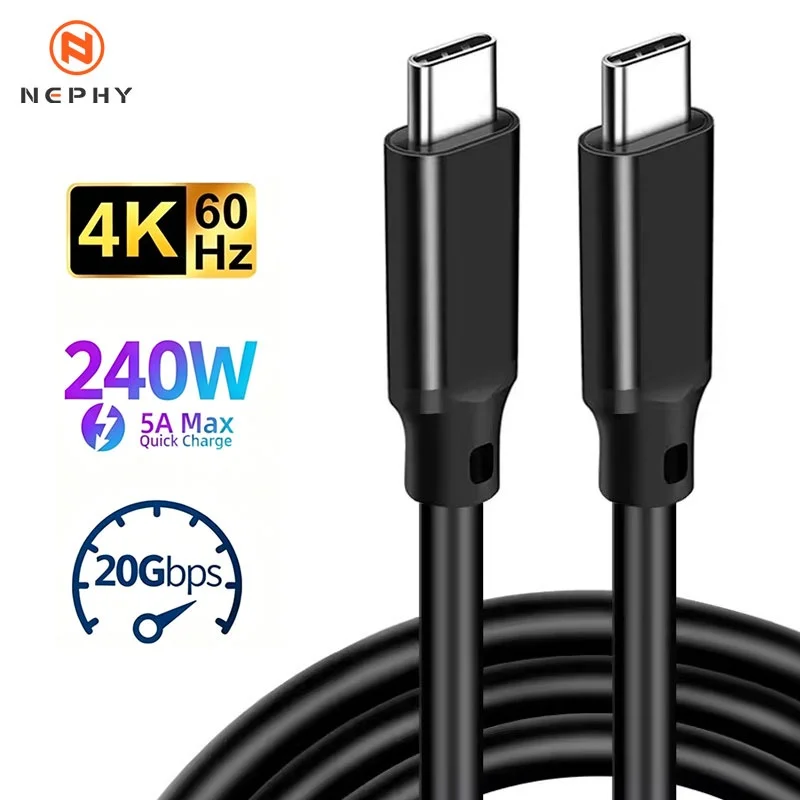 High-Speed USB-C to USB-C Cable with PD 100W Power Delivery - 20Gbps Data Transfer & 4K 60Hz Support