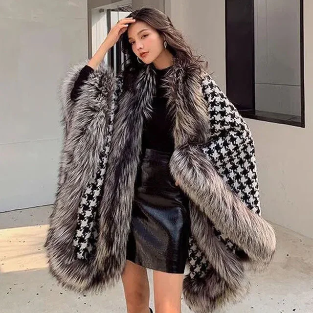 Image of Long feathered shag clothing houndstooth