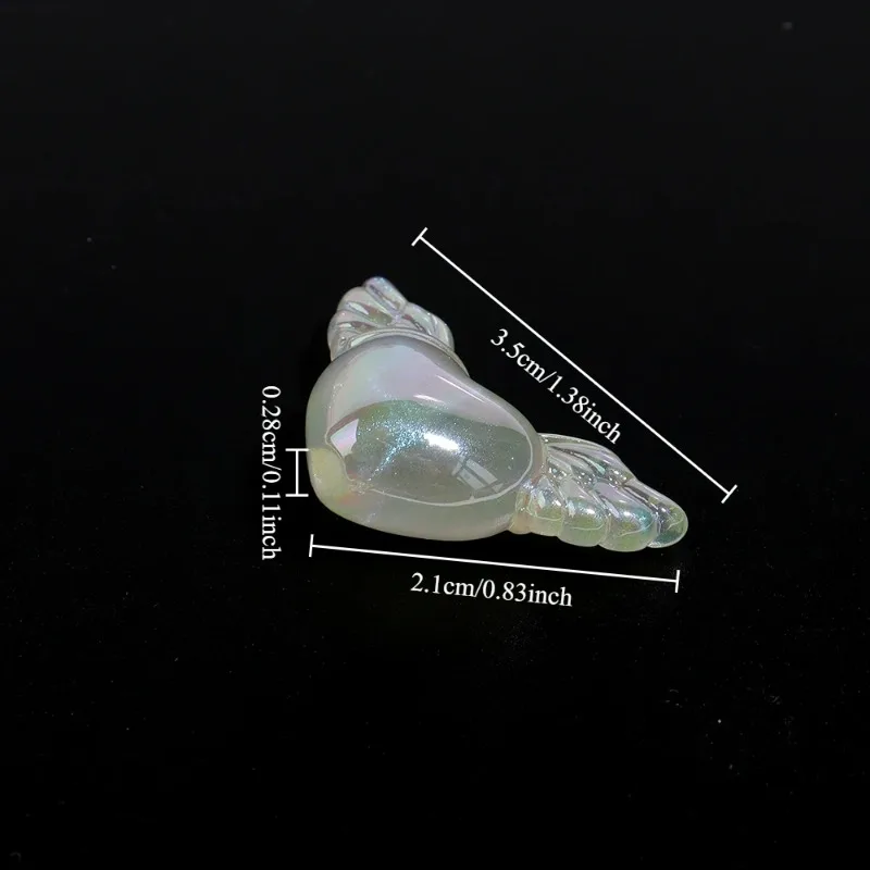 10pcs 아크릴 러브 하트 비드 35x21mm 빛나는 컬러 도금 천사 루즈 비즈 IY 공예 장식품 만들기 팔찌 액세서리