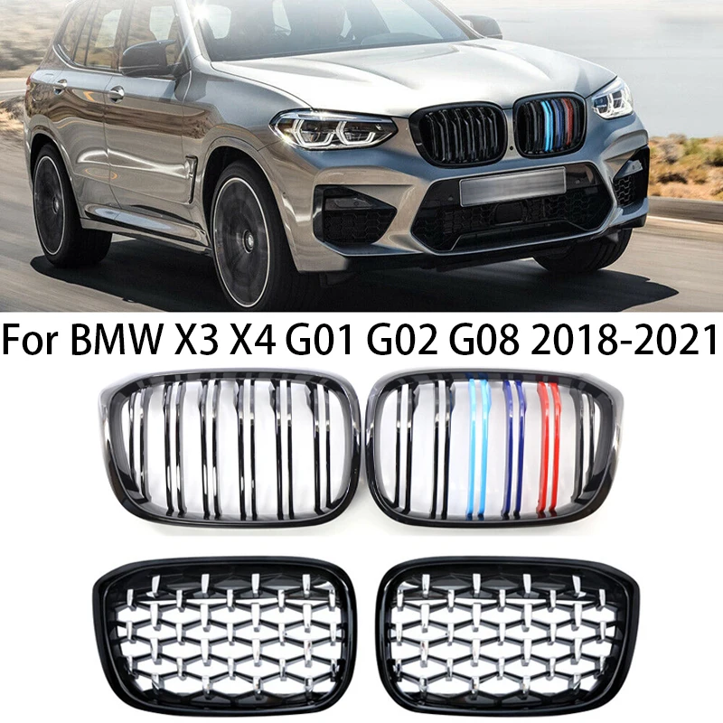 

Сигнальная/двойная планка в алмазном стиле для BMW X3, G01, G08, X4, G02 2018-2021, передний радиатор, решетка радиатора, решетка, бампер, аксессуары