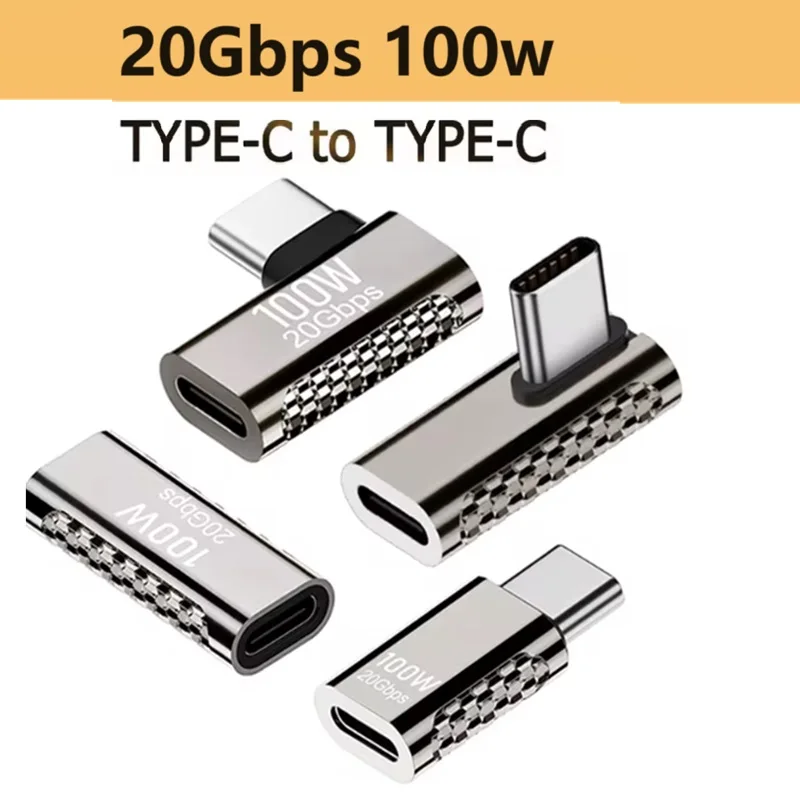 ? 100W USB 4.0 어댑터 엘보우 USB C 타입 C 남성-여성-여성 충전 변환 어댑터 20Gbps 데이터 전송 어댑터