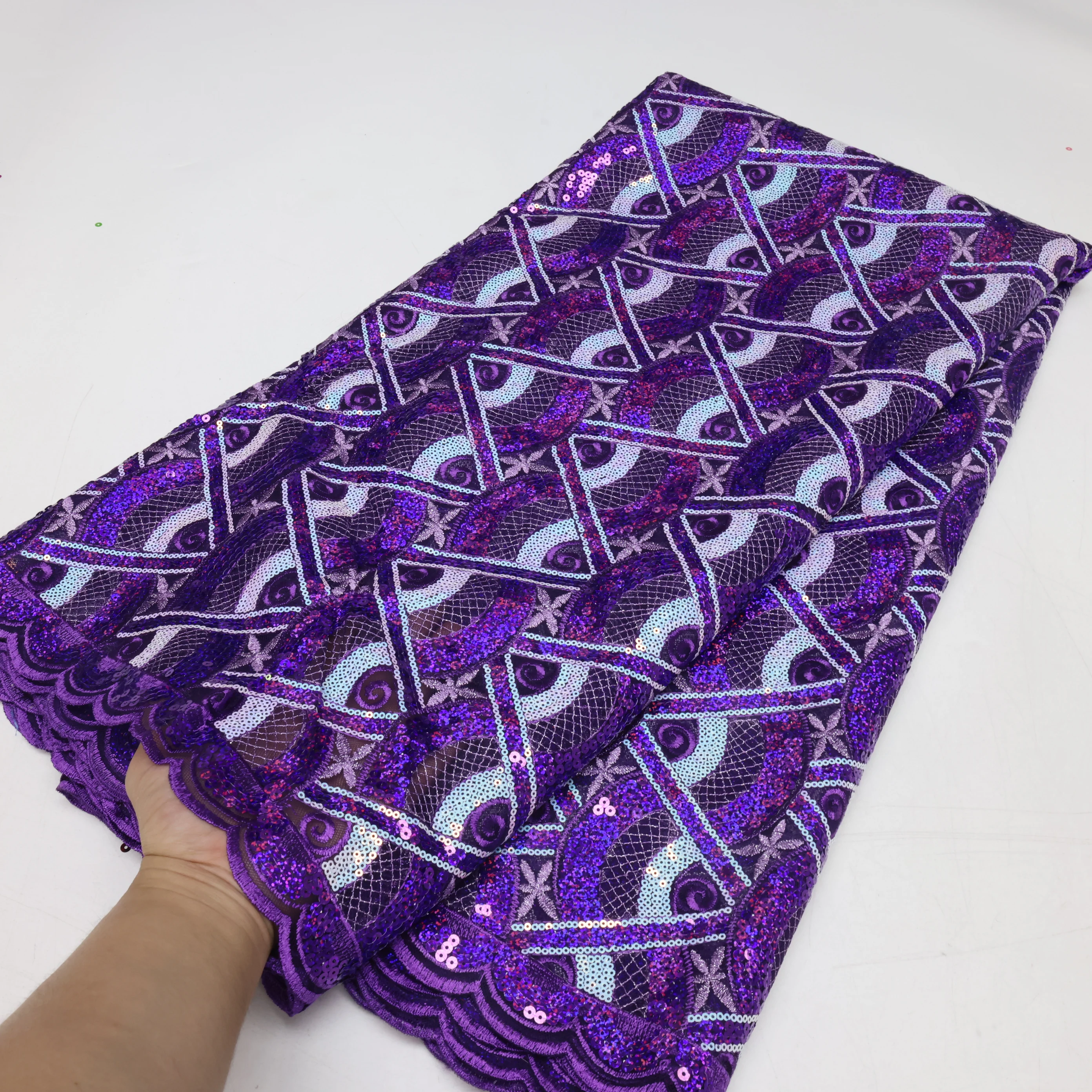

NI.AI Latest Nigerian Sequins Lace Fabric 2022 High Quality French Embroidery Tulle Lace African Net Lace Fabrics for Dresses
