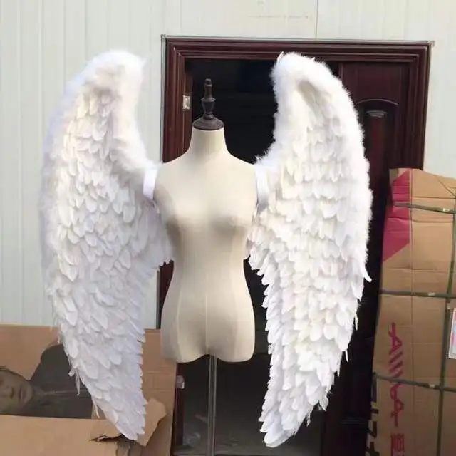 

Adult Model Walk Show Cos Party Wing Shooting Props Murals Wall Decoration Prop Craft Creative White Feather Angel Feather Wings