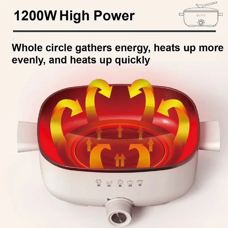 3.5L Electric Cooking Pot Multi-function Pot 5-speed Adjustable Electric Wok Large Capacity Hot Pot Non-stick Kitchen Tool 220V 5