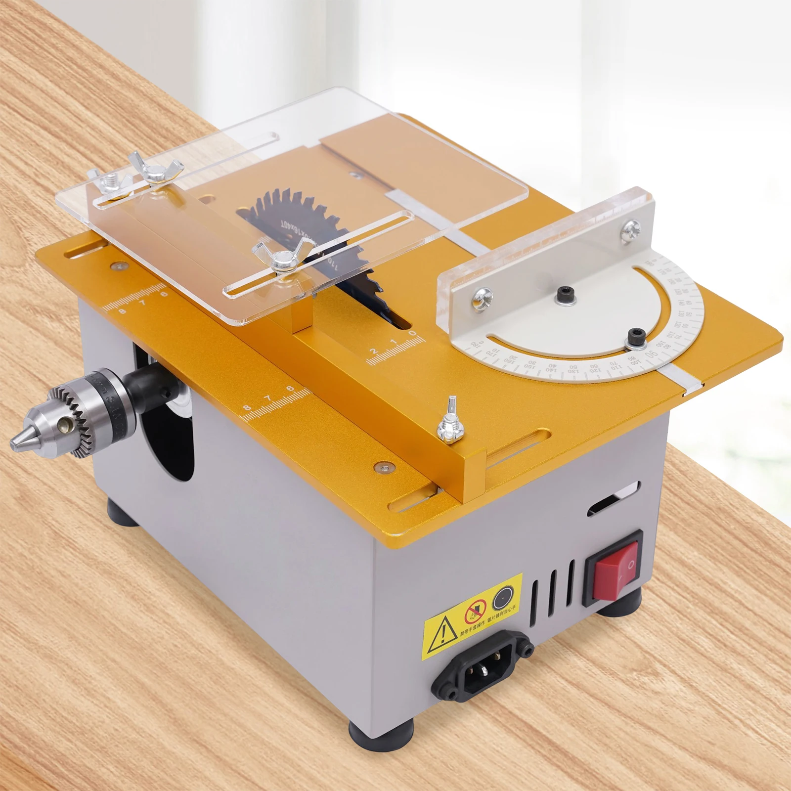 Mini Table Saw 300W Multifunctional Liftable Motor Woodworking Handmade Tool DIY Cutting Polishing Carving Metal Jade Plastic