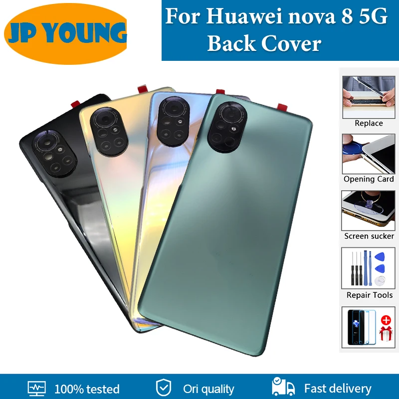 

Оригинальная задняя крышка для Huawei Nova 8 5G, Крышка батарейного отсека, жесткая дверца крышки, ANG-AN00 Задний корпус, клей