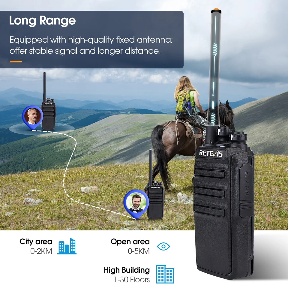Retevis 2Pcs RT24 PMR 446 Walkie Talkie Rechargeable Professional Talkie Walkie Long Range H777S Two-Way Radio Communicator FRS 2