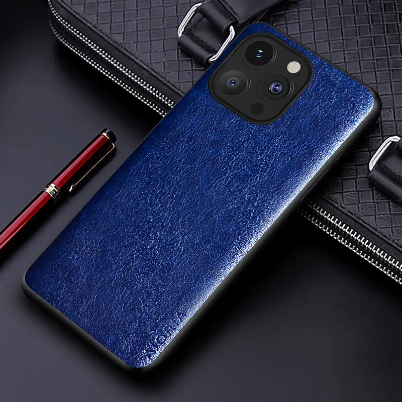 Premium PU Leather Business Phone Case – Solid Color Design