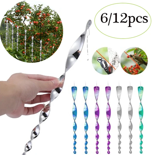 1-12Pcs Madártaszító Scarer Szél Csavaró Ijesztő Rudak Fényvisszaverő Spirál Elrettentő Eszköz Vezérlő Garde - Image 6