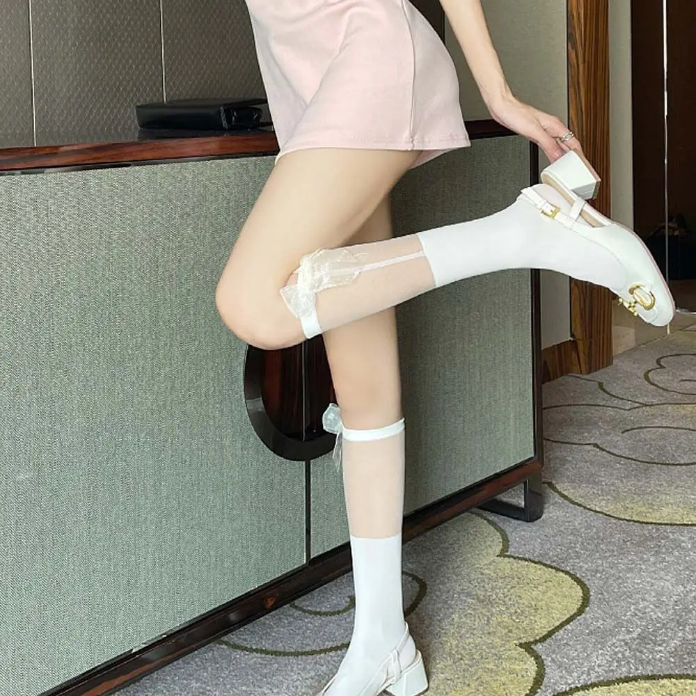 

Retro Thin Lace Ladies Cosplay Bow Lolita Knee Socks Calf Socks Stockings Women's Socks