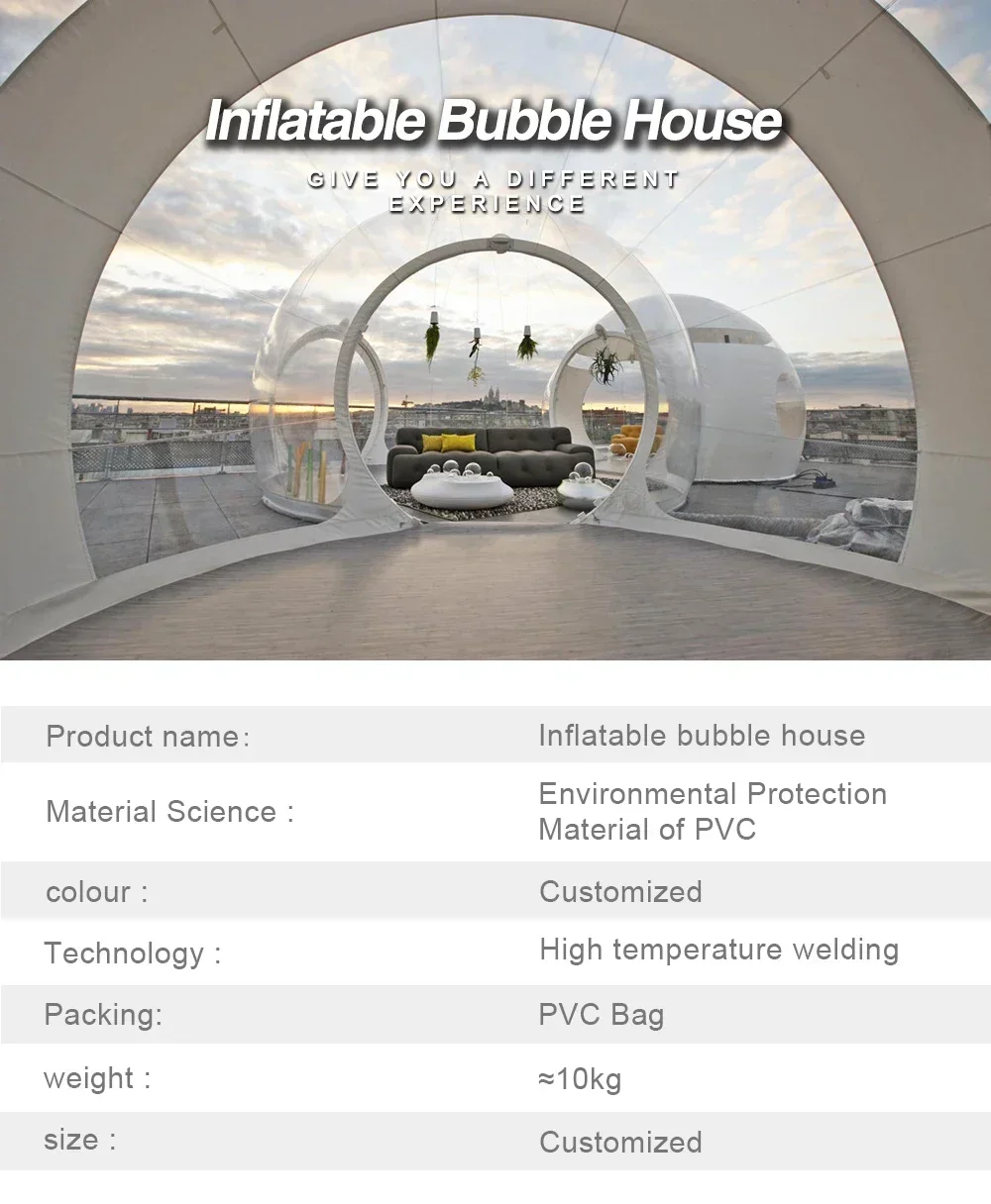 Outdoor Camping Transparent Inflatable Bubble Tent Hemispheres Clear House Garden Cabin Lodge Starry Sky Dome with Free Blower