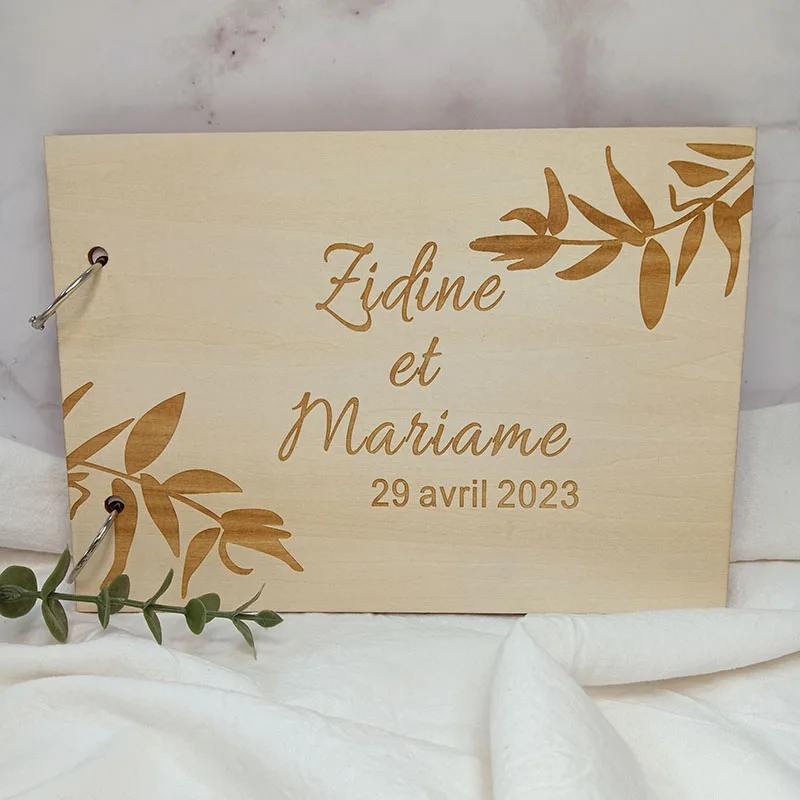 Personalized Wooden Wedding Guestbook Name and Date Country Wedding Album Mothers Day Gift Baby Shower Decorations