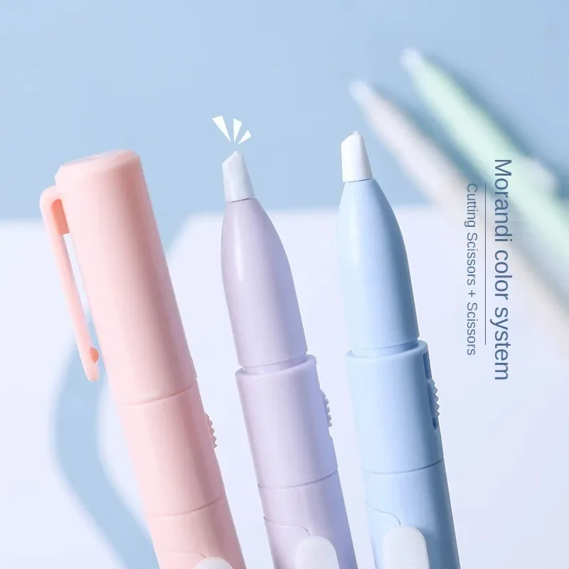 Paper Cutter Stationery Scissors Soft Handle Scissors Portable Scissors Cutter Black Blade Scissors Art Knife 1 Mini Portable Scissors Paper Cuttings Knife 2-in-1 Multi-functional Pocket Pen Shaped Cutting Art Tool