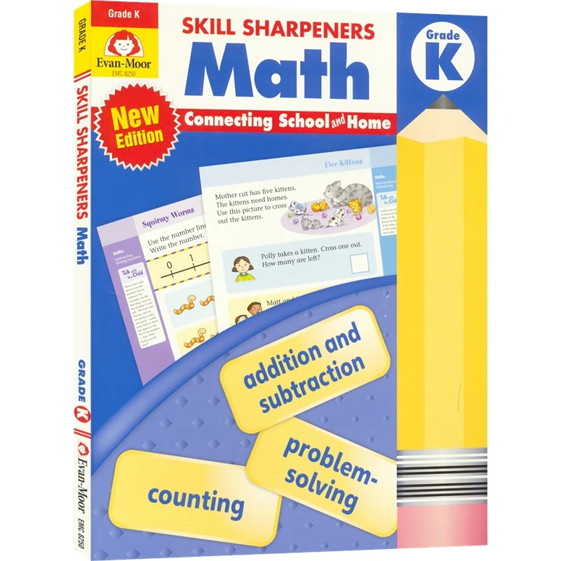 

Evan-Moor Skill Sharpeners Math,Kindergarten,Children's books aged 3 4 5 6 English Word Handwriting Workbook books 9781596730526