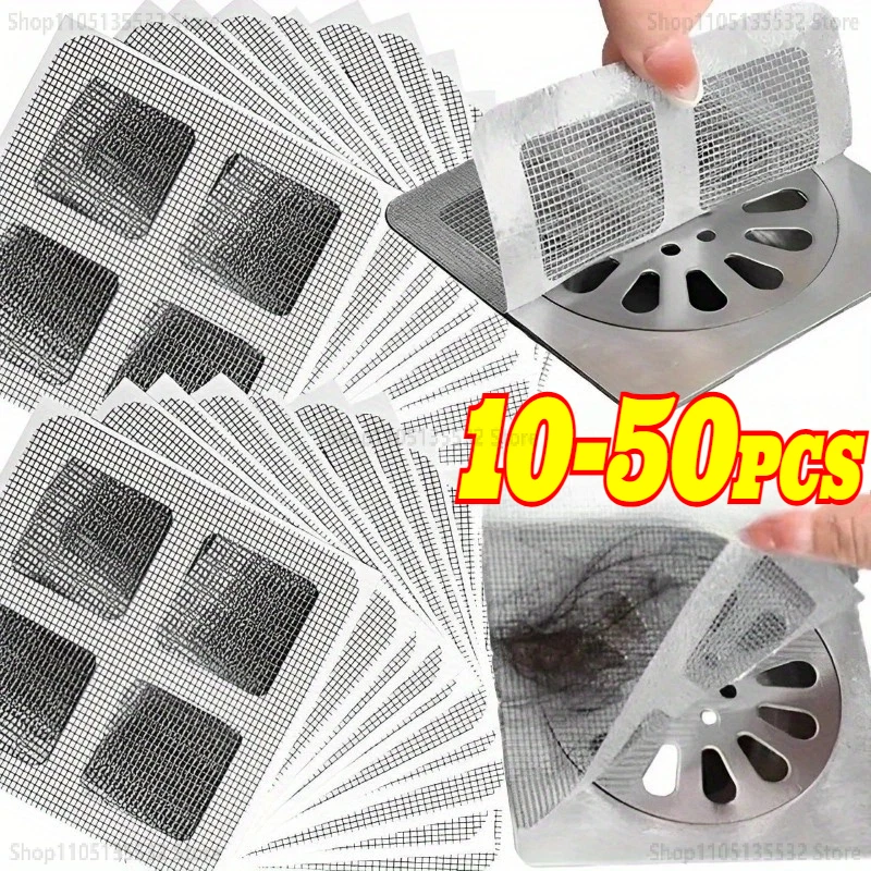 Disposable Shower Drain Hair Catcher Mesh Stickers Floor Drain Hair Filter Disposable Catchers for Shower 10/20/30pcs