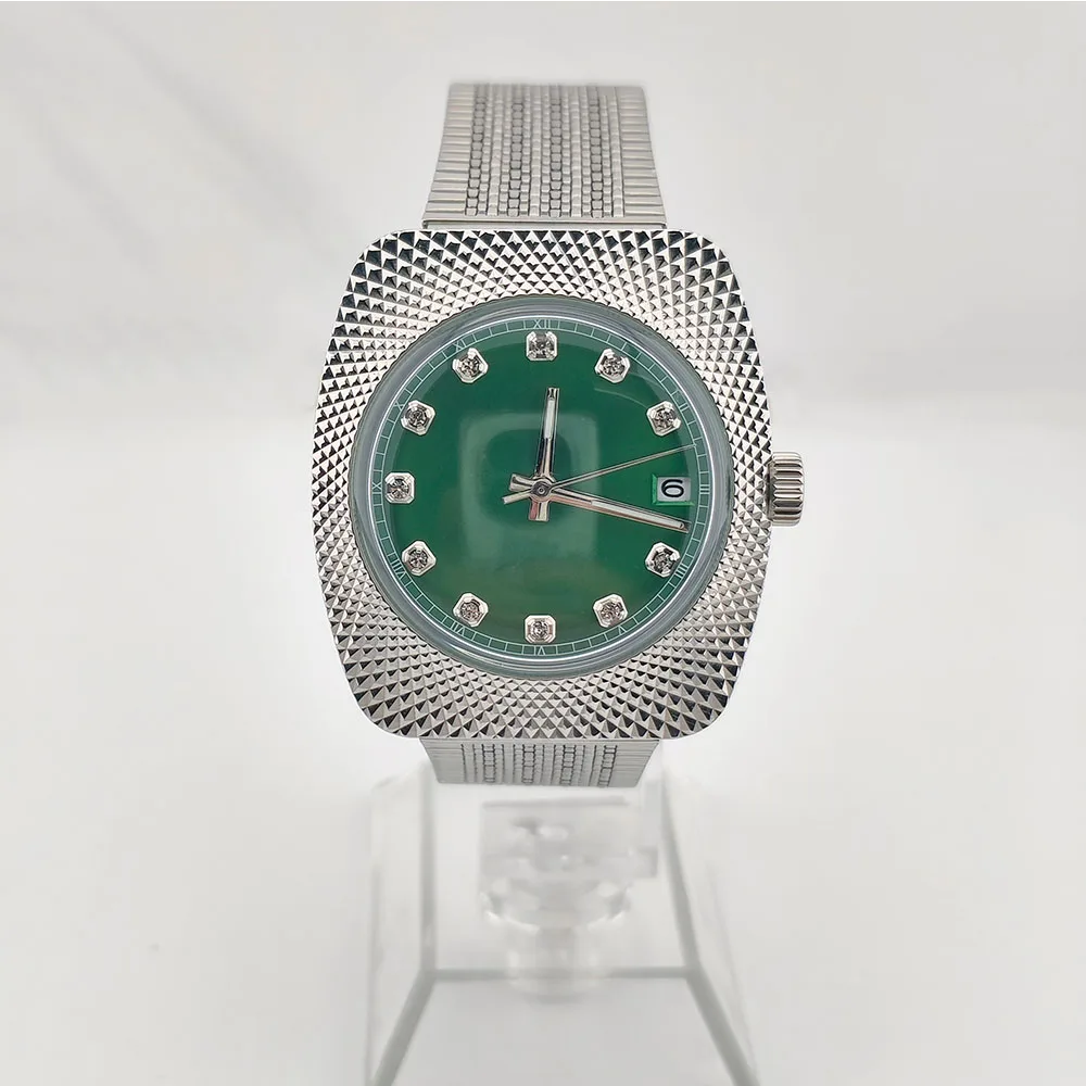 NH35 Watch Men Watch with Metal Texture 36.5mm Stainless Steel Acrylic Glass Waterproof Case 28.5mm dial fit Automatic Movement