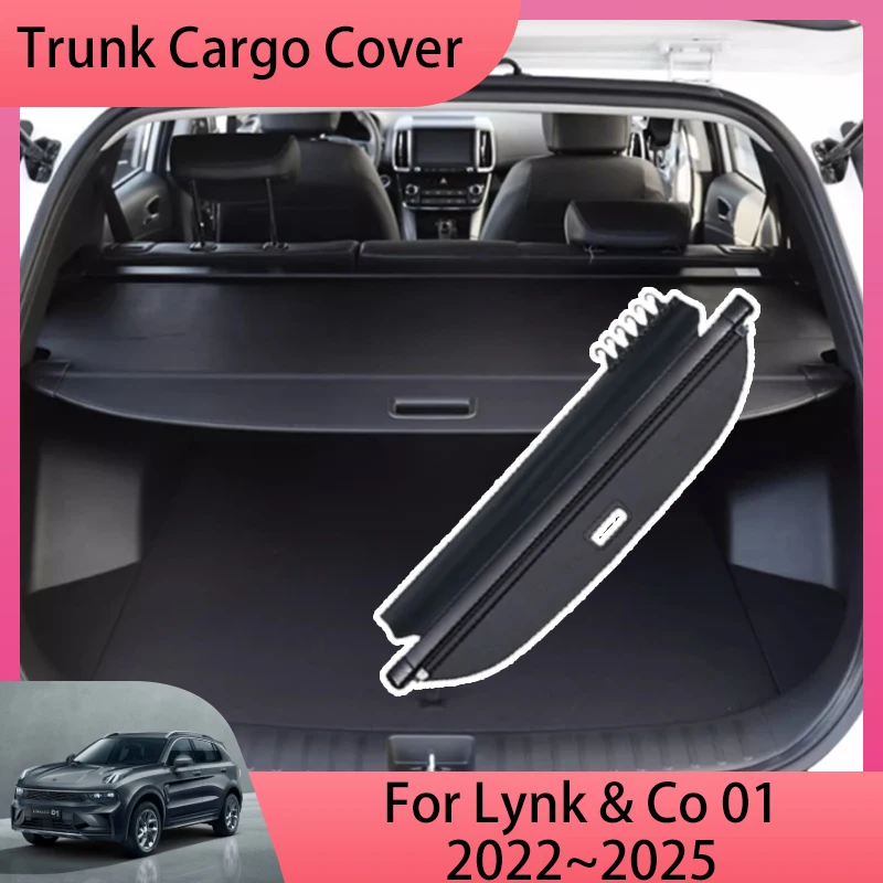 Retractable Trunk Shelf Kofferbakgordijnen Voor Lynk & Co 01 EM-P Voor PHEV 2022 2023 2024 2025 Intrekbare Kofferbakbeschermers Trunk Cargo Cover(Version 1 Canvas