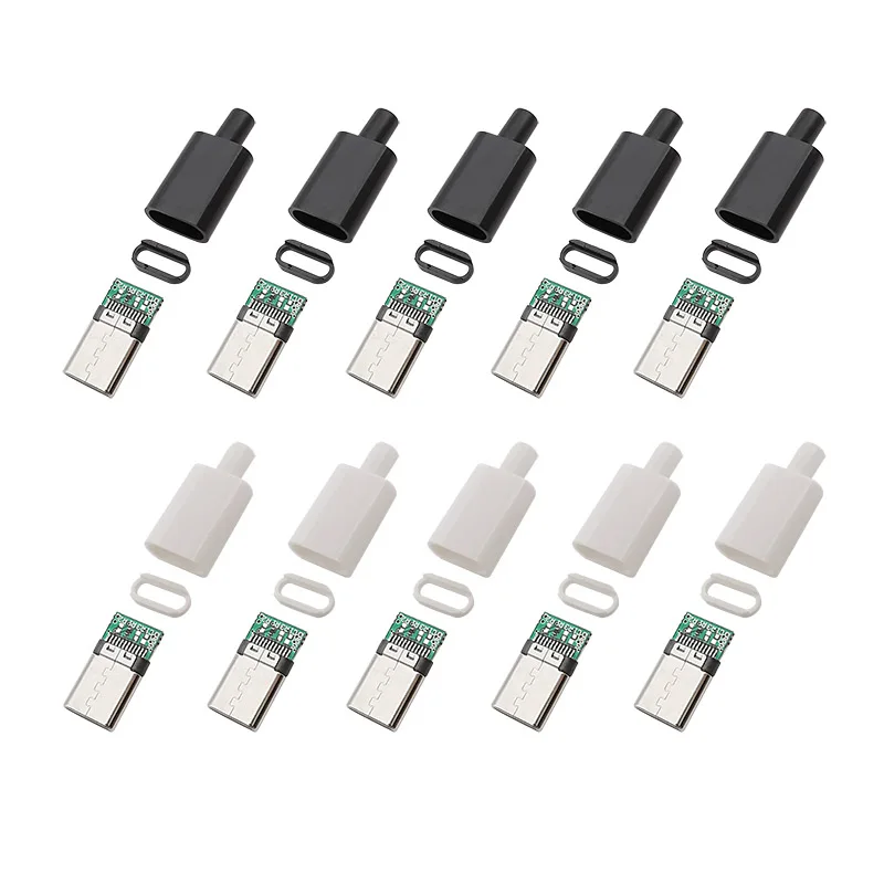 USB Type C Male Plug Soldering Kit - 10 Pack Connector Set for DIY Charging Cable Repair and Assembly