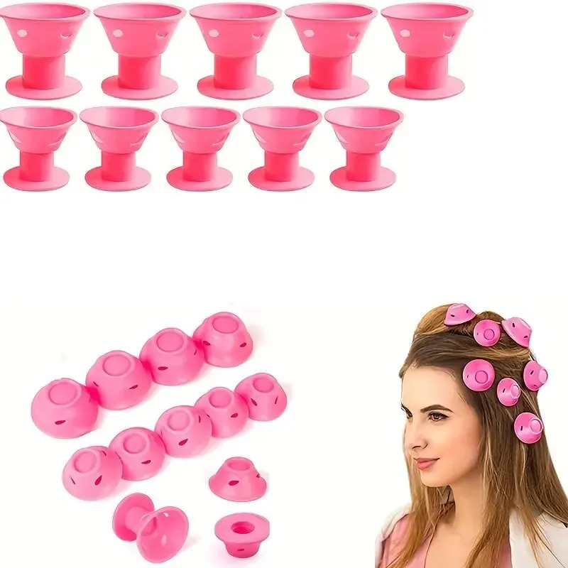Magic Hair Rollers Include 5pcs Large and 5pcs Small Silicone Curlers Great Valentine's Day Gifts and Mother's Day Gifts 10 Pcs hair styling tool hair curling tools
