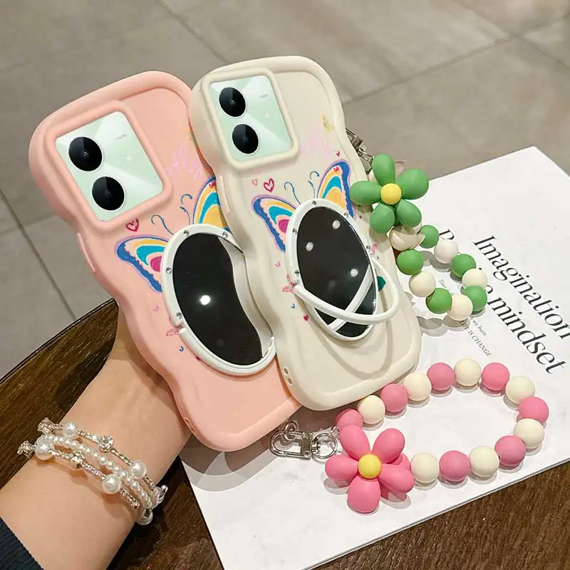 Cartoon Butterfly Phone Case Set with Lanyard and Stand - 3pcs