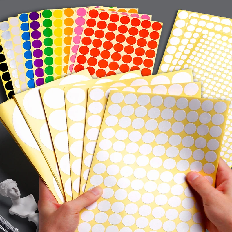 Colorful Multi-Size Self-Adhesive Dot Label Stickers - 15 Sheets for Versatile Organization and Decoration