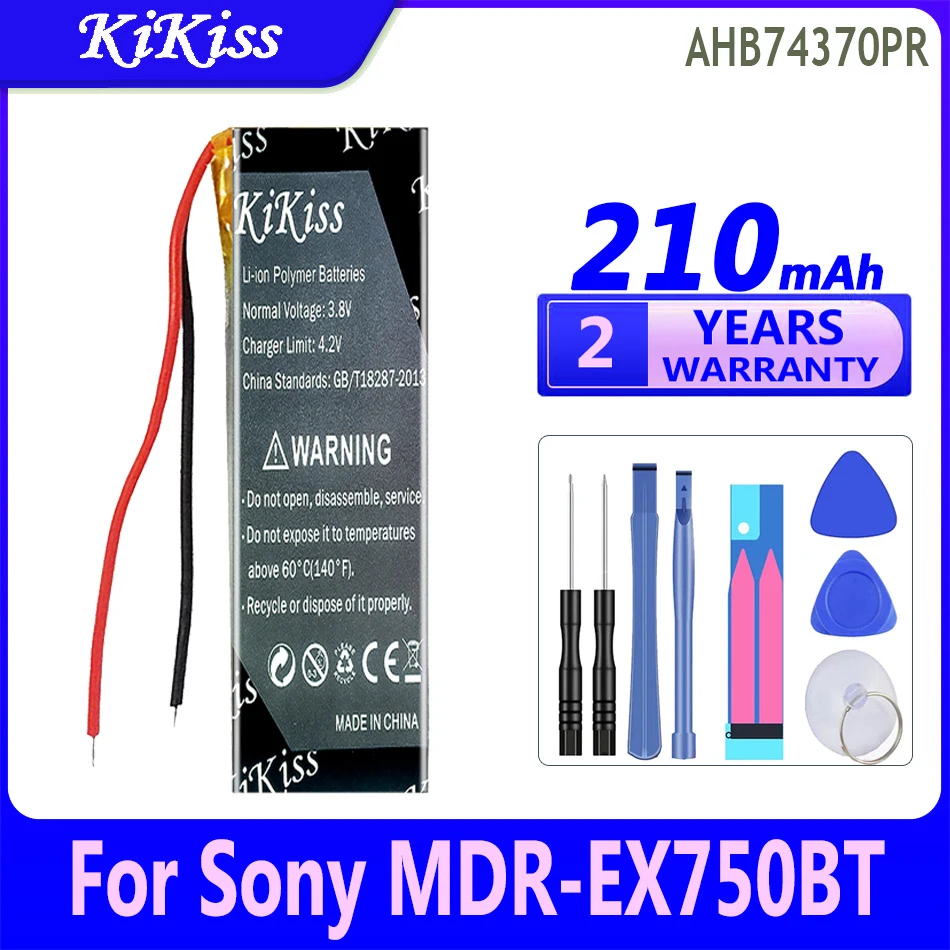 

210mAh KiKiss Powerful Battery AHB74370PR For Sony WI-C600N MDR-EX750BT Accumulator 2-wire Digital Bateria