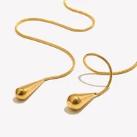 Two Water Drop Snake Chains Necklace Tarnish Free Silver Color Stainless Steel Accessories 18K Gold Plated Women's Neck Chain