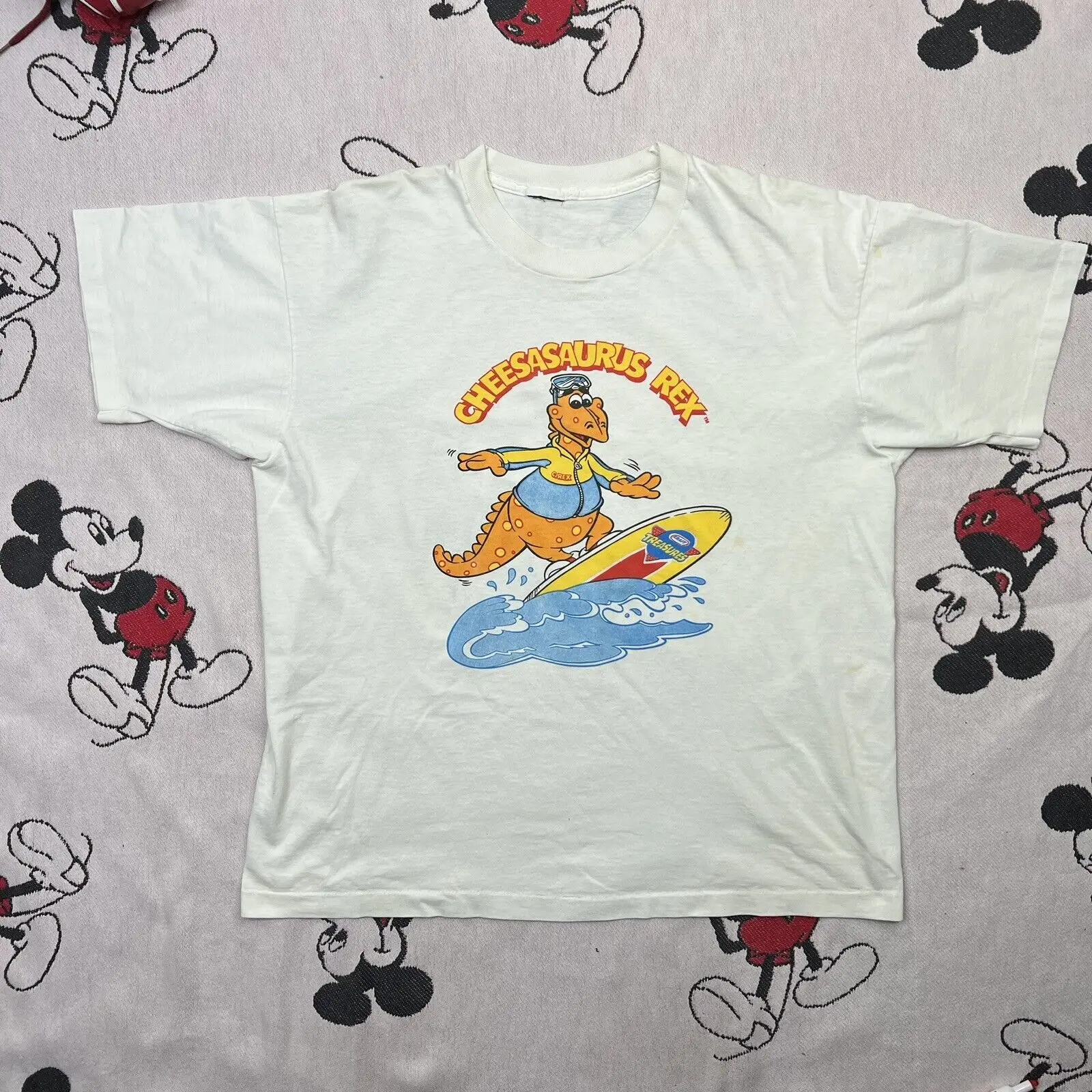 Kraft Cheesasaurus Rex Surfer T Shirt Xl White Vtg 1990S Screen Stars Best Usa Maniche Lunghe O Corte