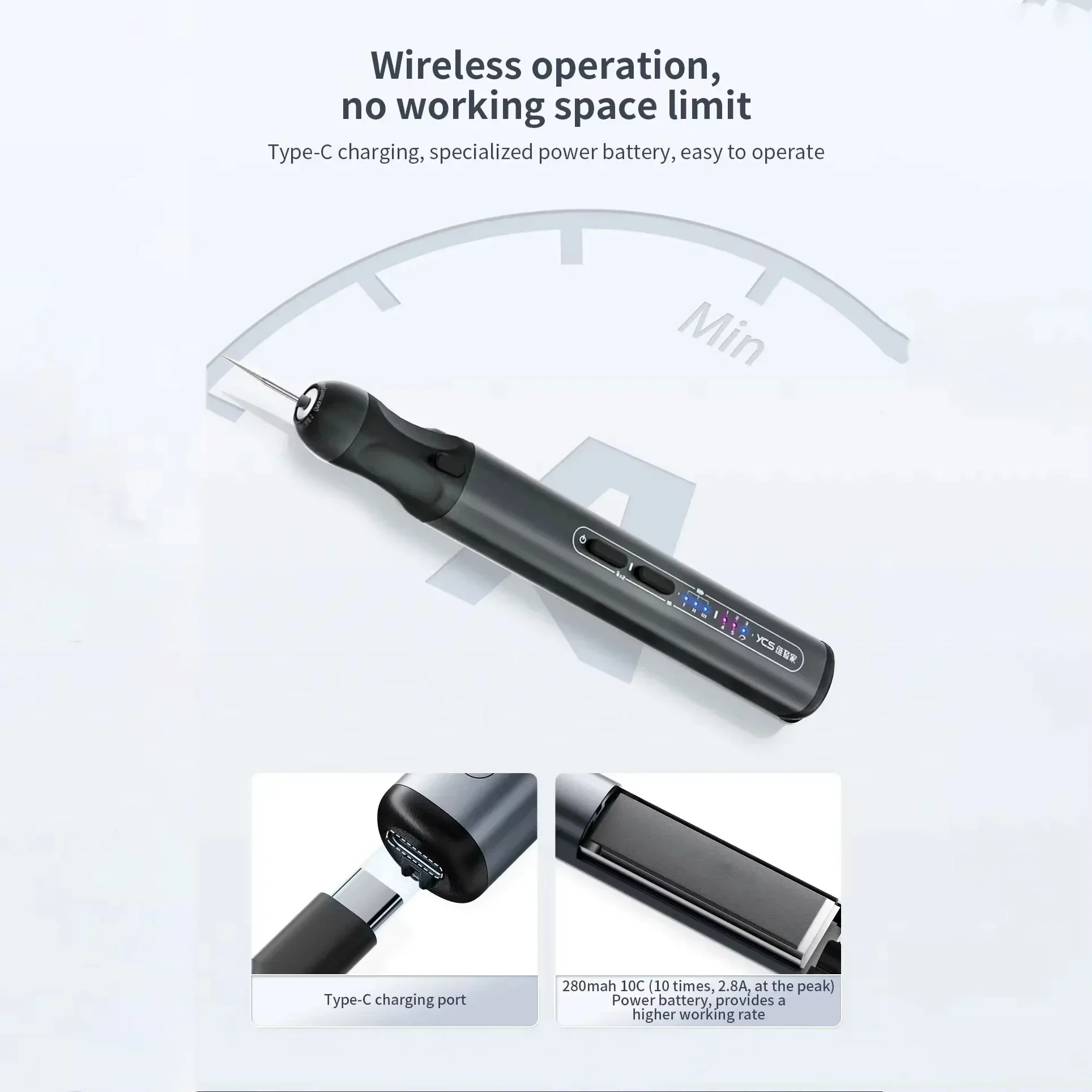 YCS 2nd Polishing Pen for Mobile Phone Maintenance Portable Stepless Speed Control IC Chip Frame Grinding Disassembly Tool
