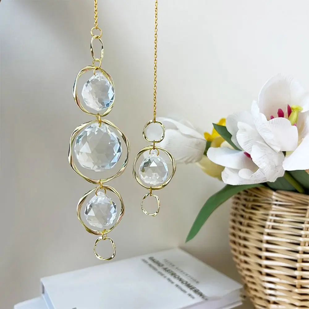 Crystal Glass Sun Catcher Accessories Curtains Embellishment Rainbow Prisms Pendant Hanging Decoration Gold Silver Drop Ornament