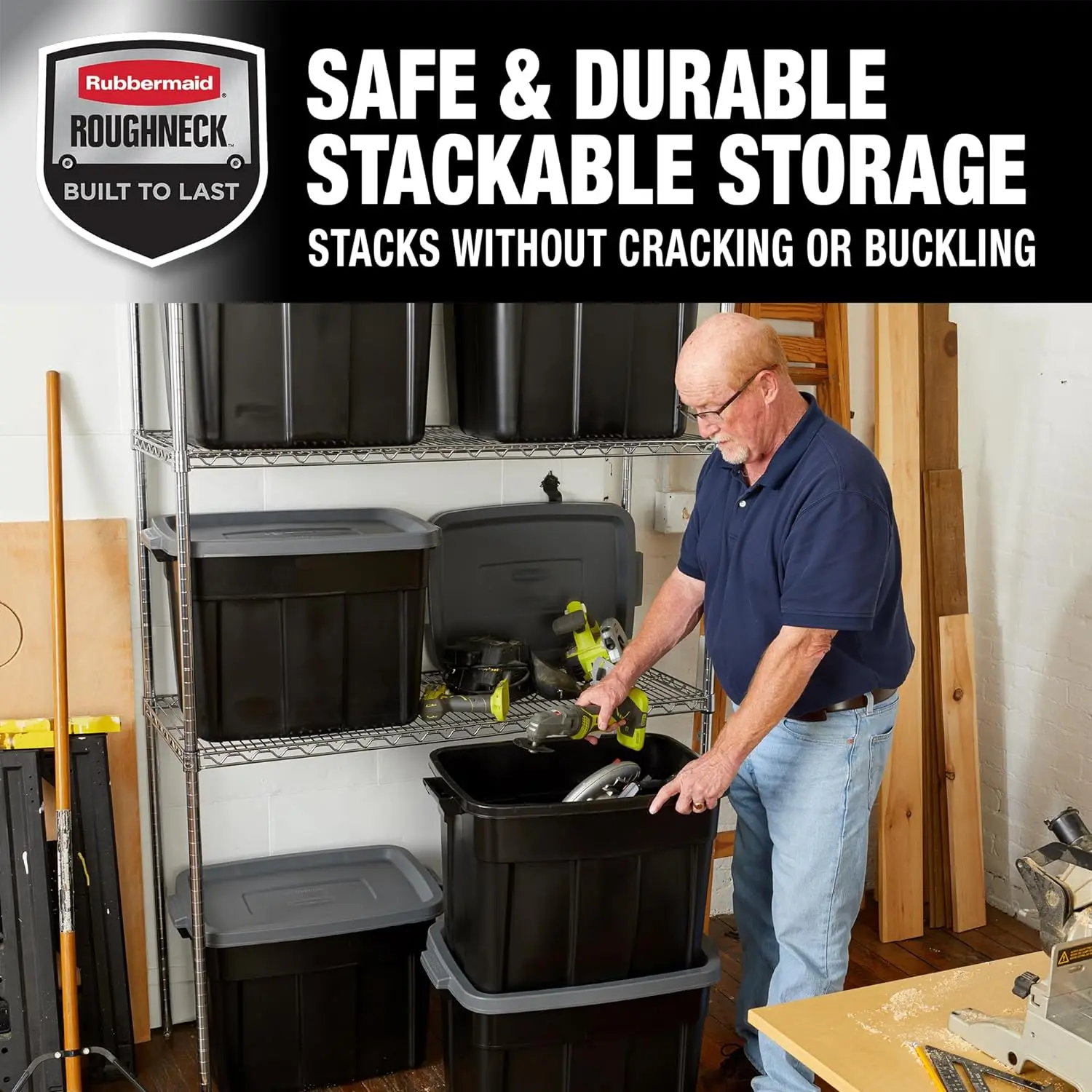 Rubbermaid Roughneck️ Storage Totes, Durable Stackable Storage Containers,  Great for Garage Storage - AliExpress