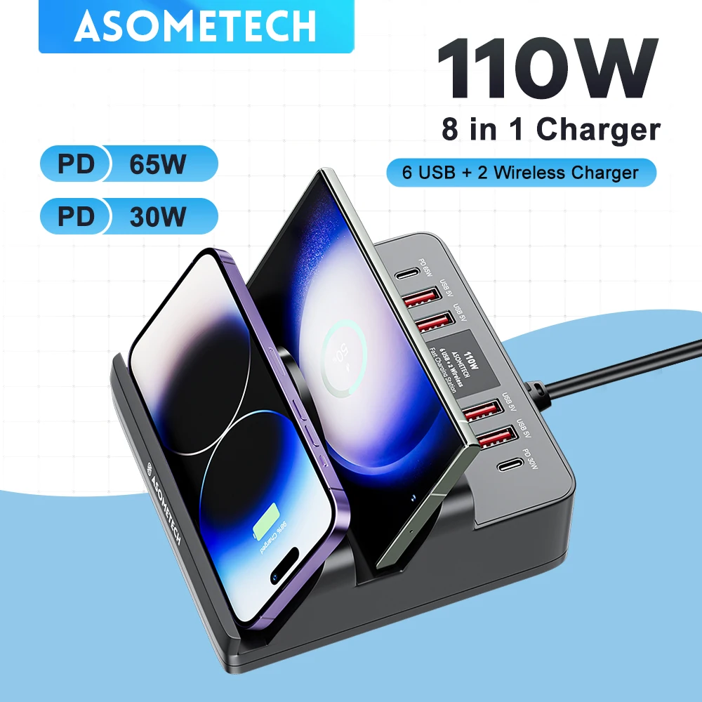 110WUSBCFastWirelessChargerQC30PDPPSTypeCFastCharging
