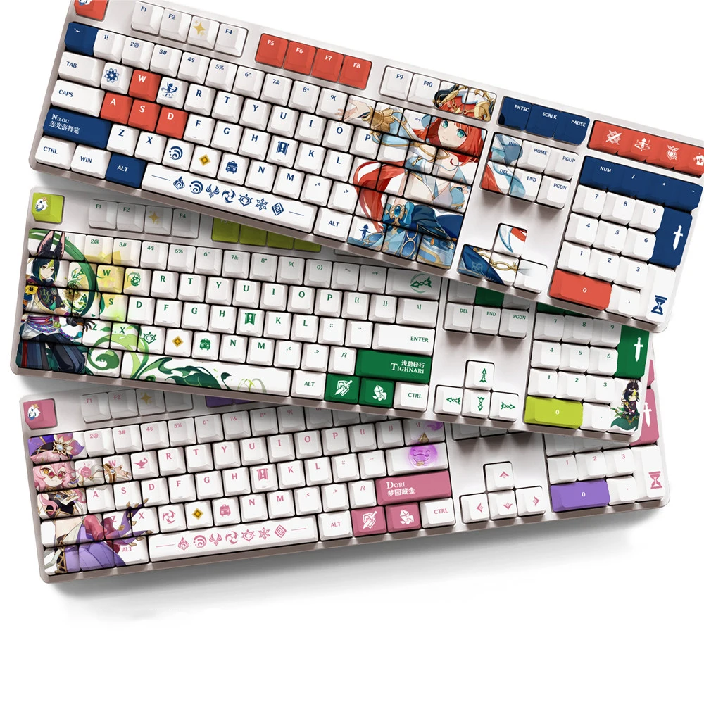 Chaves Genshin Impacto Tema Keycaps Pbt Anime Keycap Teclado Mecânico para Cereja mx Multi-papel Jogo Teclado Decoração Presente 108 - Imagem 5