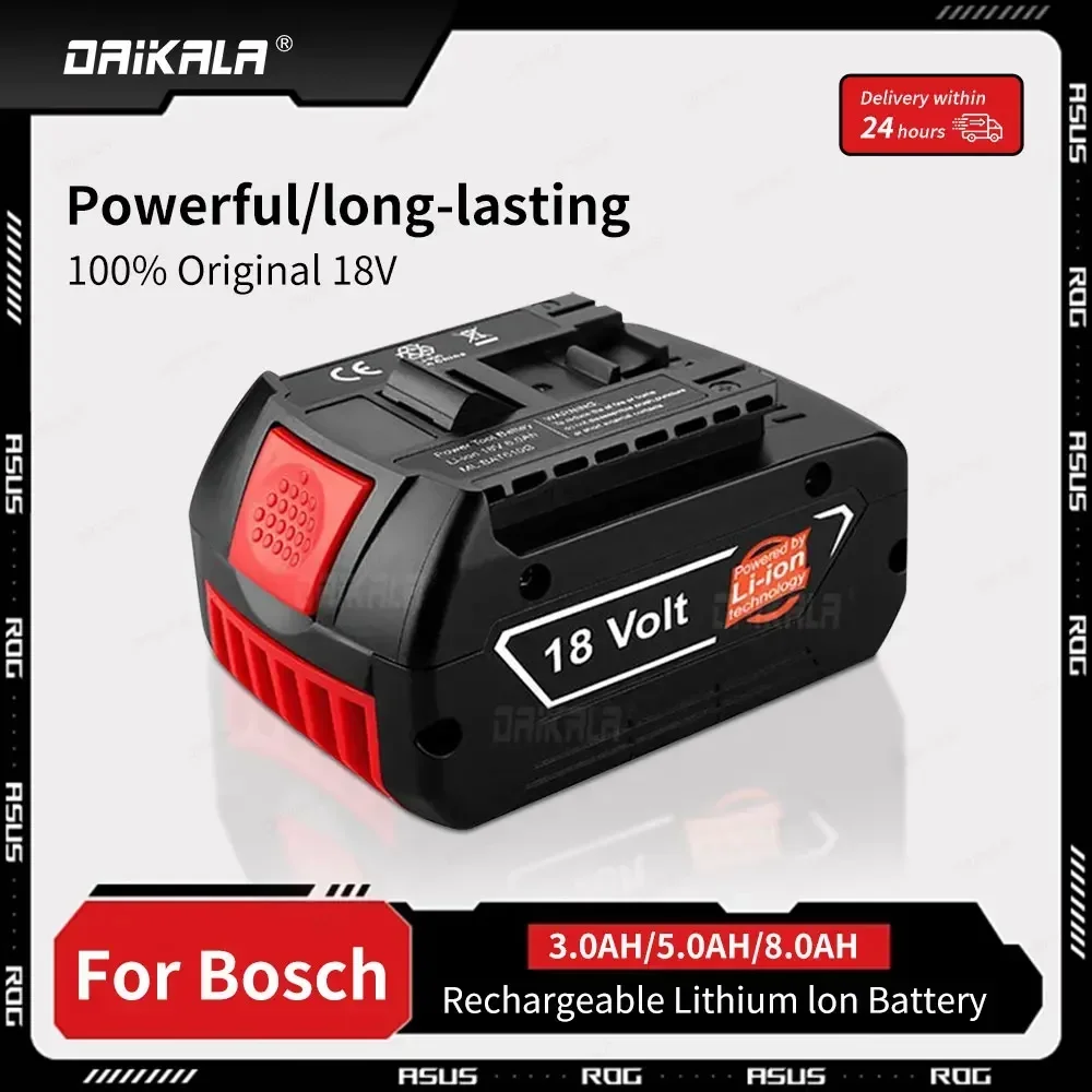 

18V 8Ah Rechargeable Li-Ion Battery For Bosch 18V Power Tool Backup 10000mah Portable Replacement for BOSCH 18V Battery BAT609
